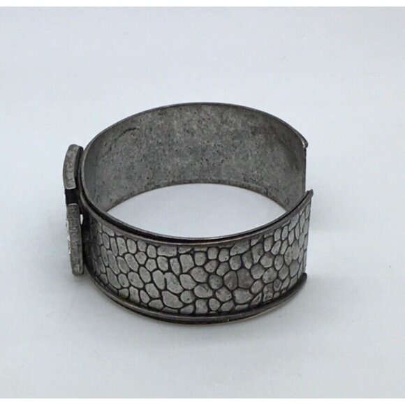 Maltese Cross Cuff Bracelet Sparkly Rhinestones Silver Tone Iron Cross Biker - Picture 4 of 6